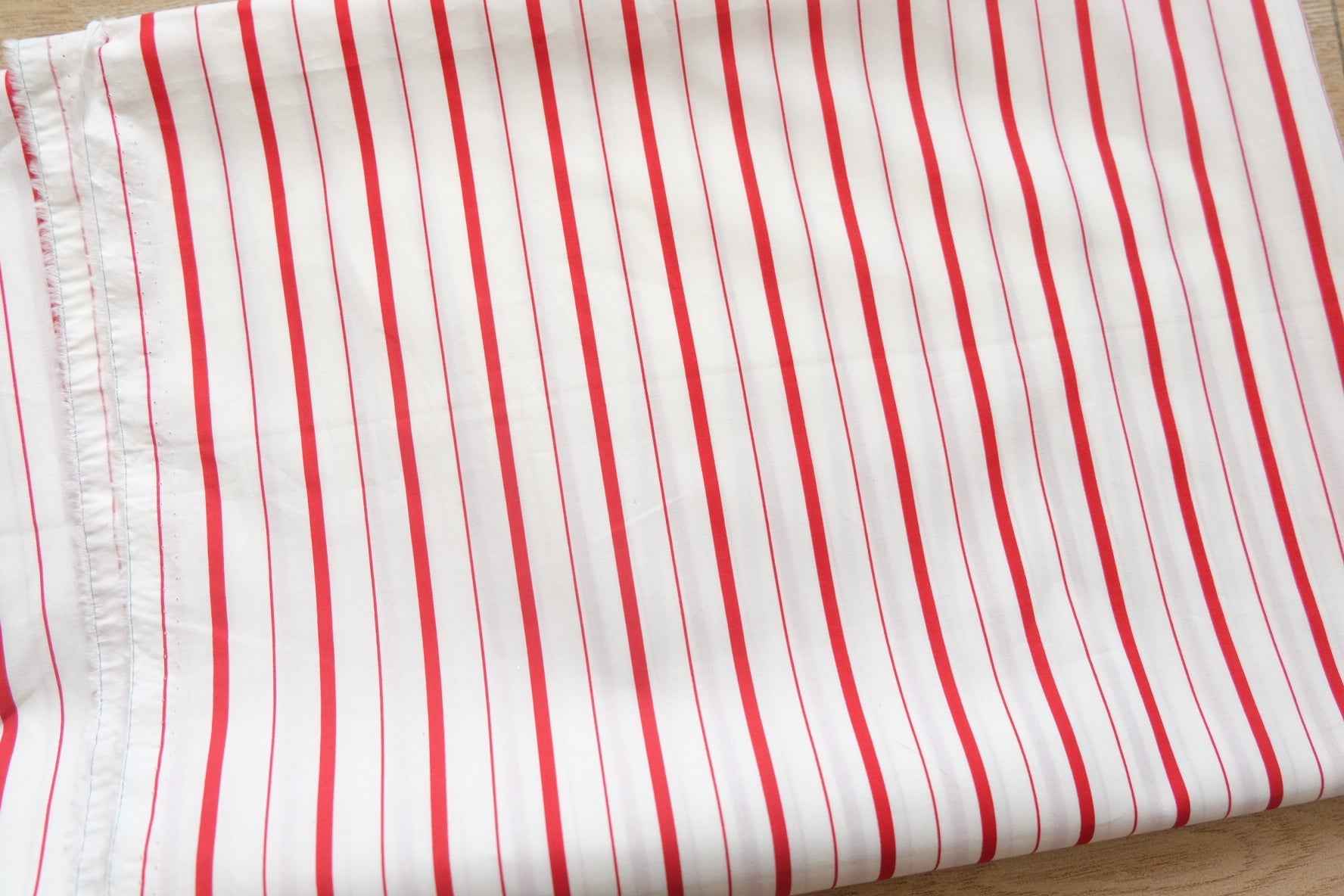 Red Stripe Cotton Poplin Fabric — 1.64 Yards
