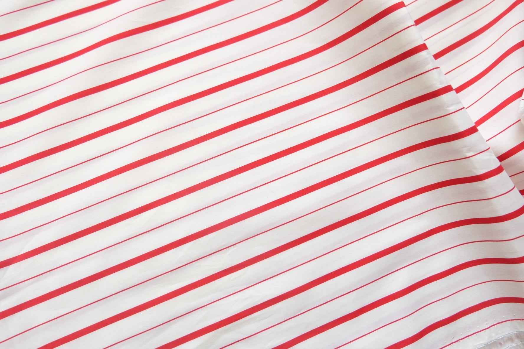 Red Stripe Cotton Poplin Fabric — 1.64 Yards