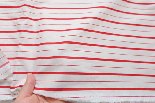 Red Stripe Cotton Poplin Fabric — 1.64 Yards