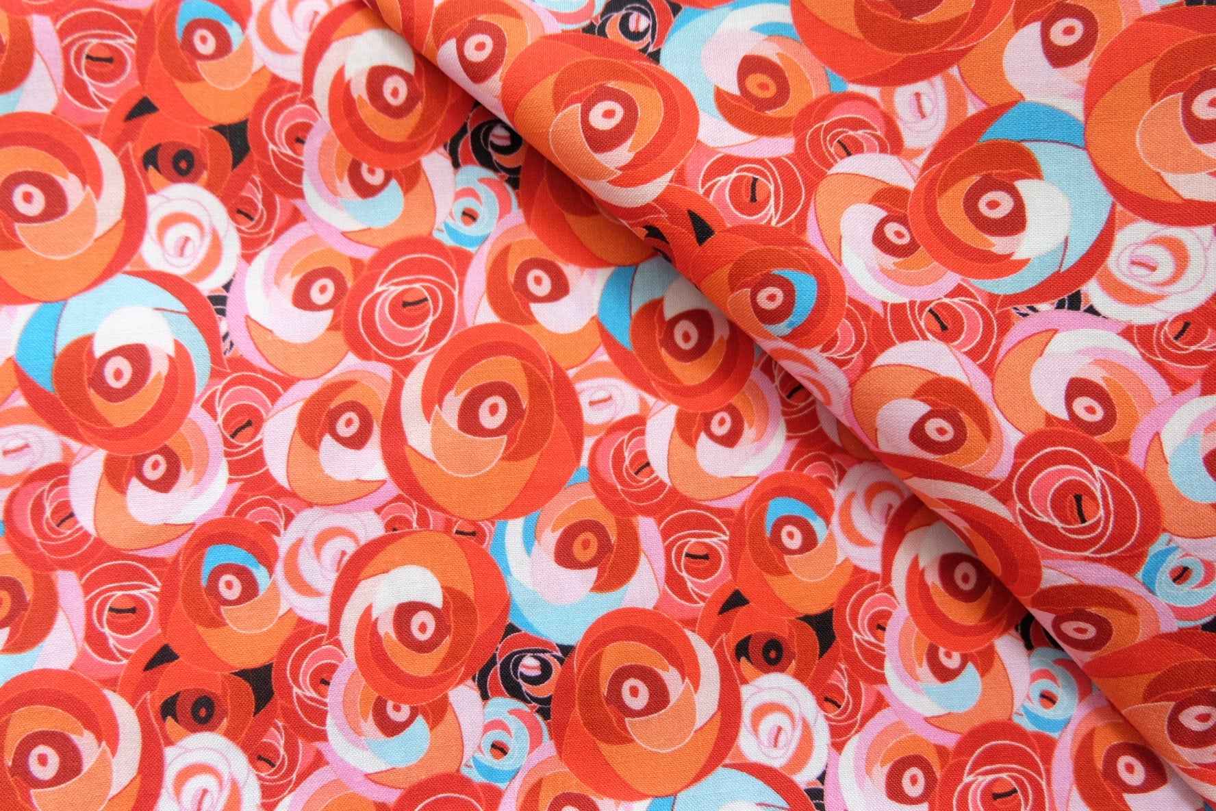Retro Floral Rose Cotton Fabric – Medium-Weight Printed Cotton (2.08 yd)