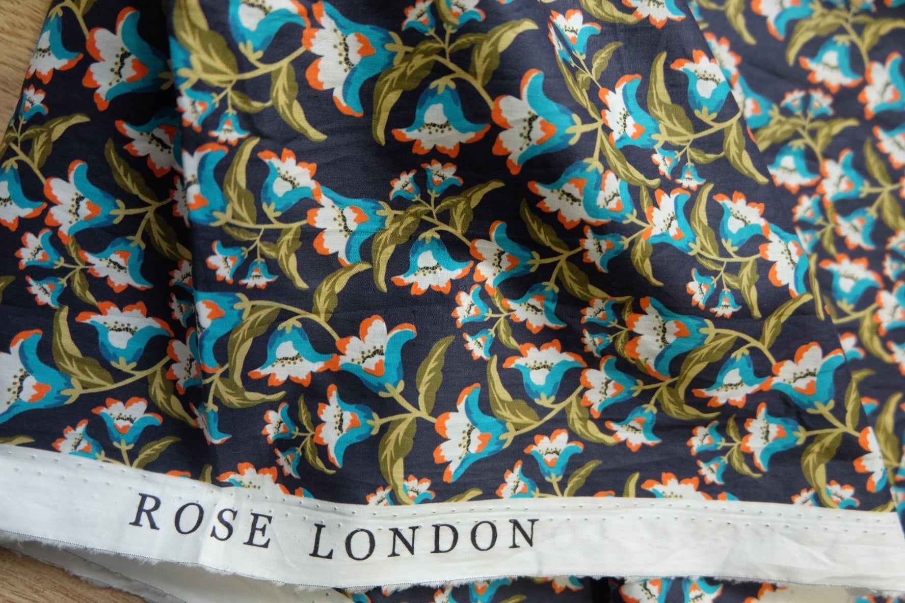 Rose London Floral Cotton Lawn – Lightweight Designer Fabric (3.28 yards)
