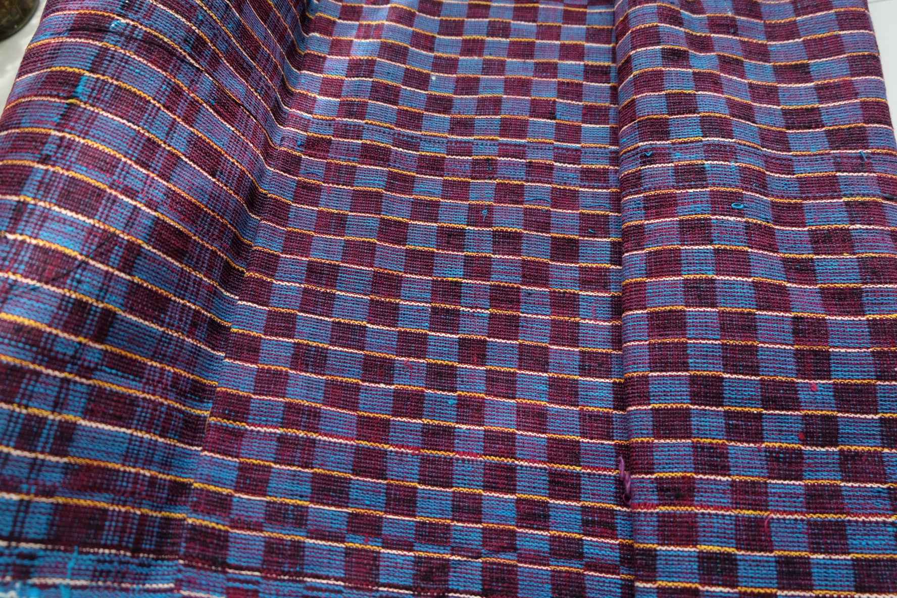 Royal Ant Pattern: Four - Harness Northern Tǔbù in Wine & Lake Blue - 50cm Width - BUBBO