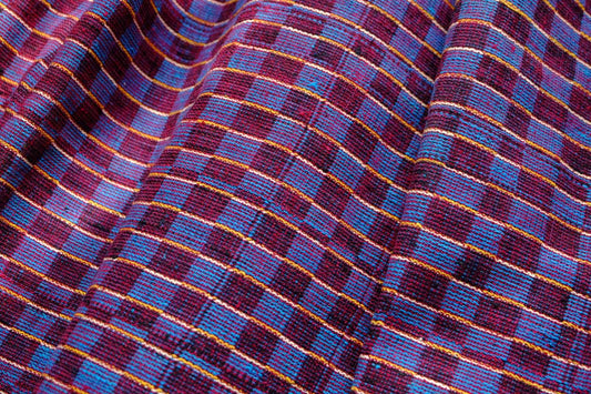 Royal Ant Pattern: Four - Harness Northern Tǔbù in Wine & Lake Blue - 50cm Width - BUBBO