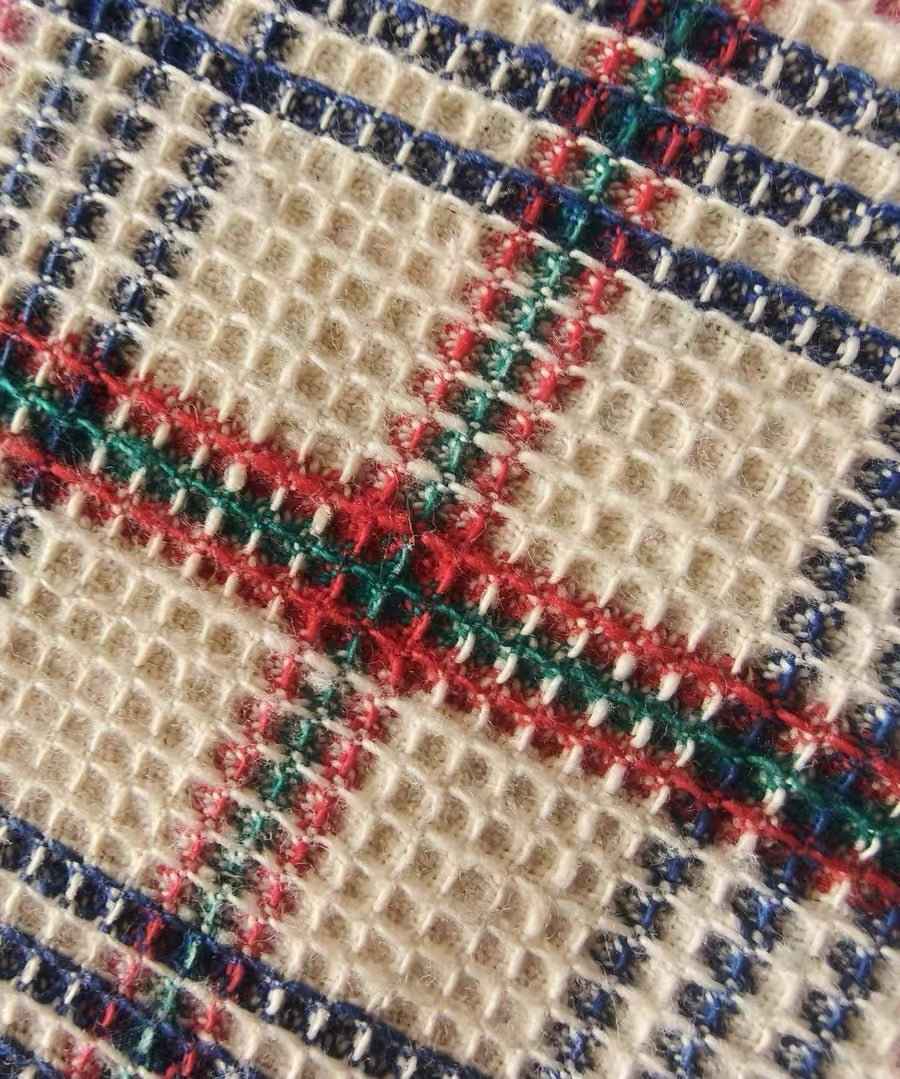 "Scarlet Grid" Waffle Weave Tǔbù - Textured Heritage Scarfing Cloth