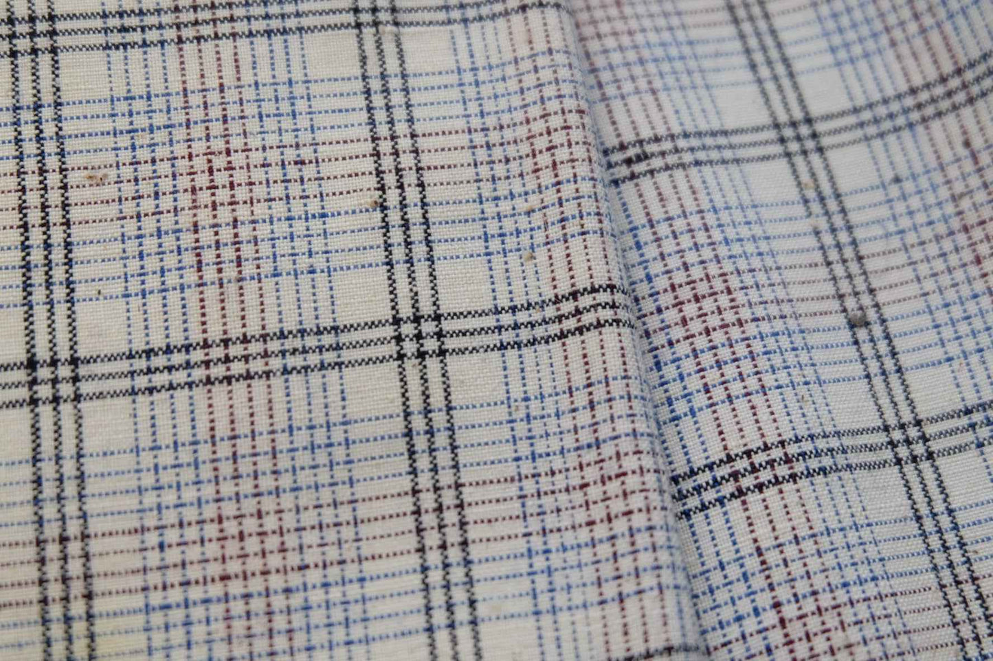 Scholar's Check: Southern Tǔbù in White with Grape & Haze Blue - 31cm Width - BUBBO