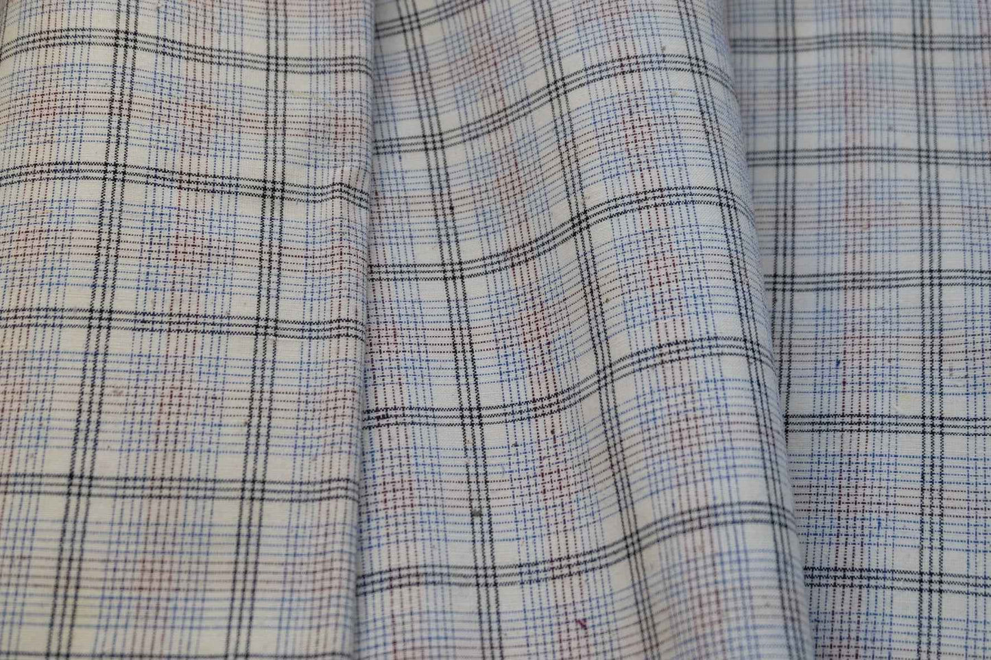 Scholar's Check: Southern Tǔbù in White with Grape & Haze Blue - 31cm Width - BUBBO