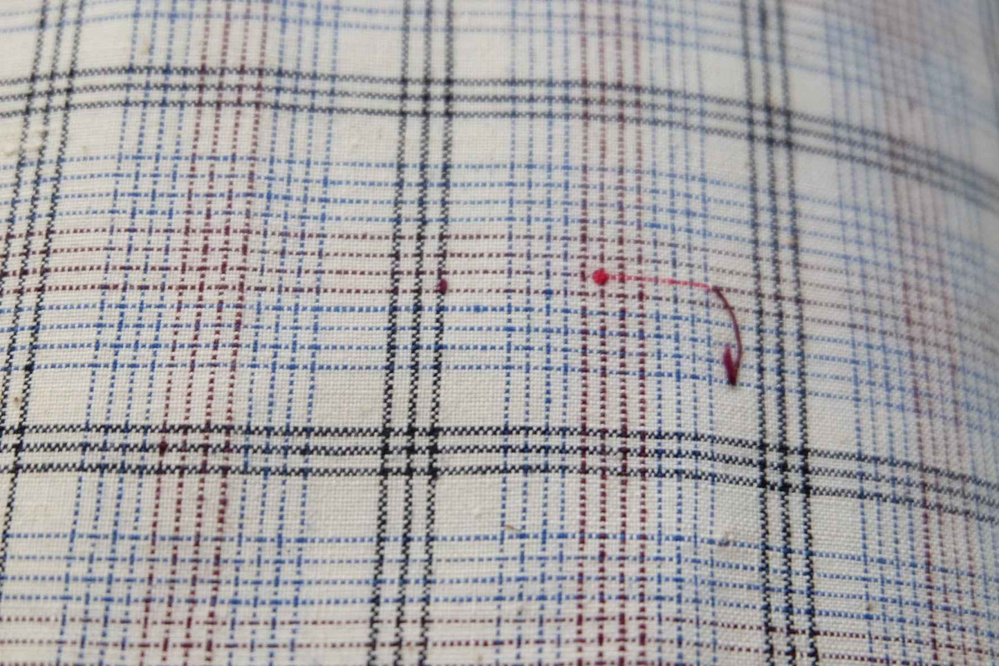 Scholar's Check: Southern Tǔbù in White with Grape & Haze Blue - 31cm Width - BUBBO