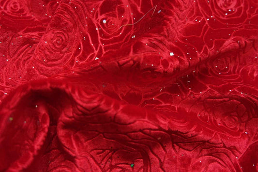 Sequined Rose Burnout Velvet – Heavyweight - 2.2yds - BUBBO