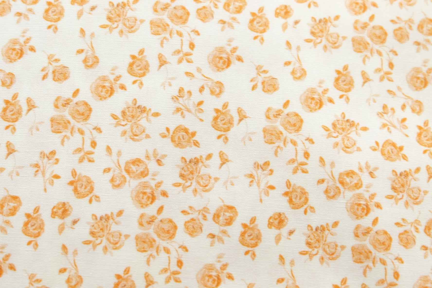 Soft Ochre Floral Cotton – Minimal Garden Print | 3.28 yds Cut