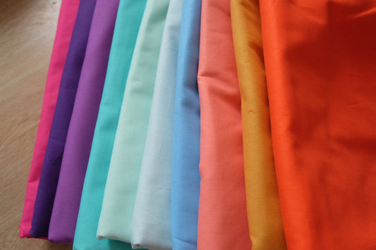 Solid Color Cotton Fabric – 10 Colors – 43” Wide – Medium Weight – Sold by the Yard - BUBBO