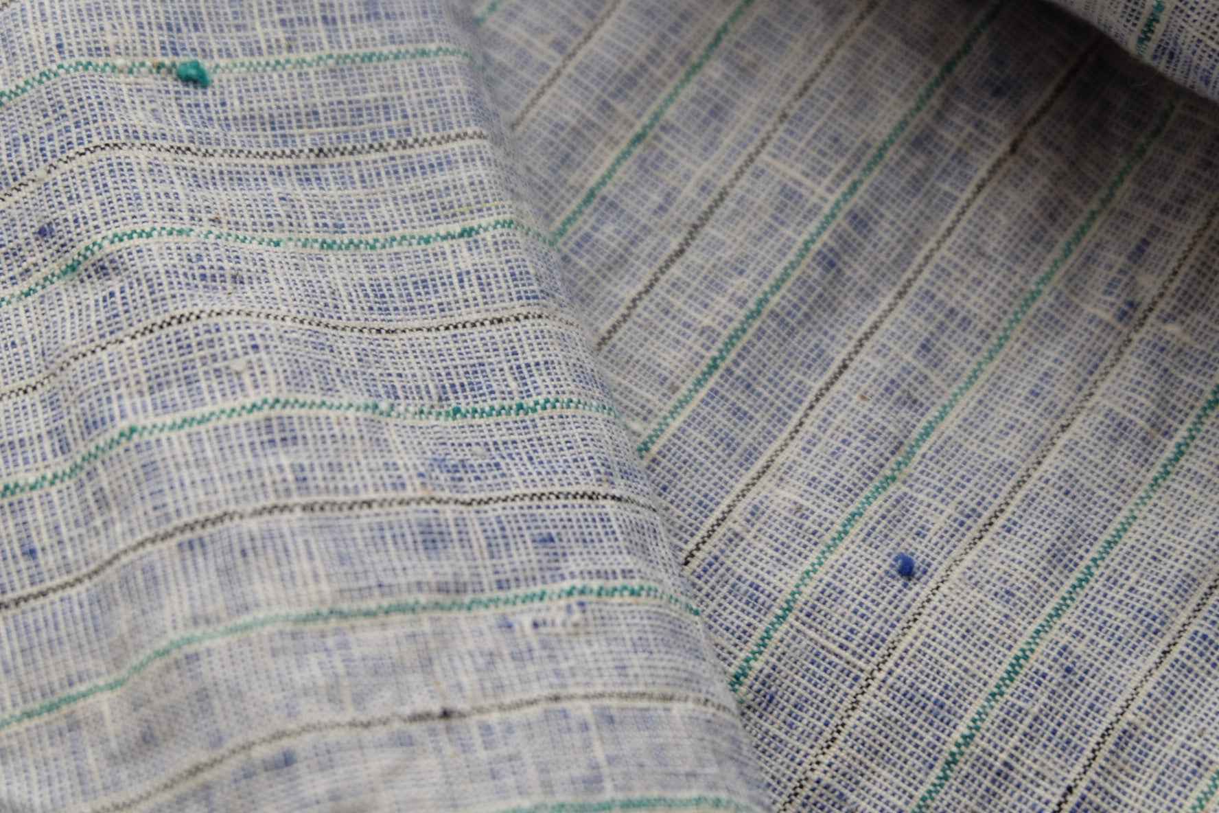 Southern Tǔbù: 'Denim Wash' Woven Stripe pre - washed - BUBBO