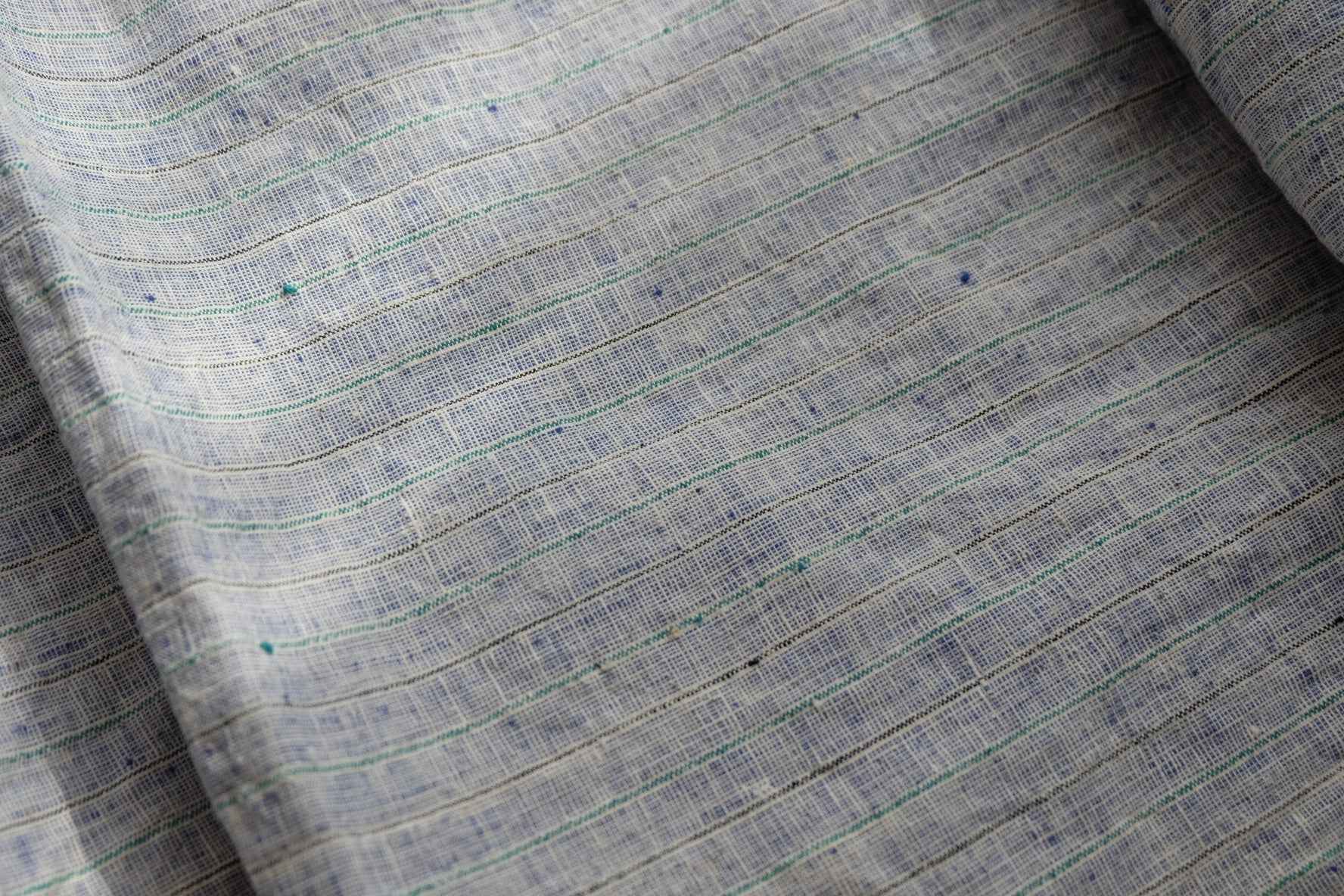 Southern Tǔbù: 'Denim Wash' Woven Stripe pre - washed - BUBBO