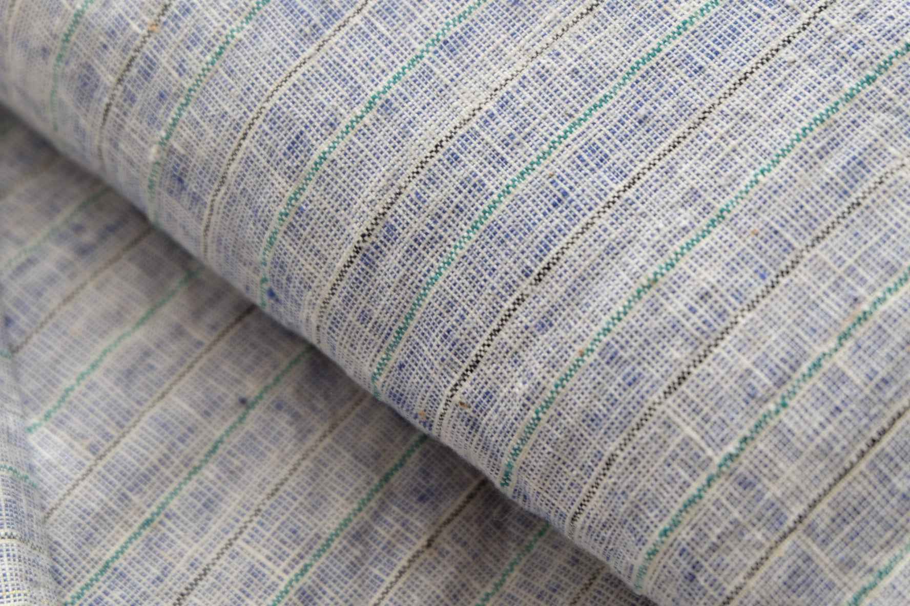 Southern Tǔbù: 'Denim Wash' Woven Stripe pre - washed - BUBBO