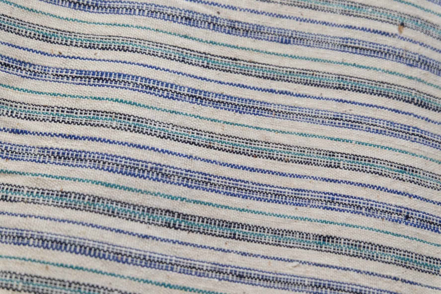 Southern Tǔbù: White with Aqua & Green Stripes - Vintage Fabric - BUBBO