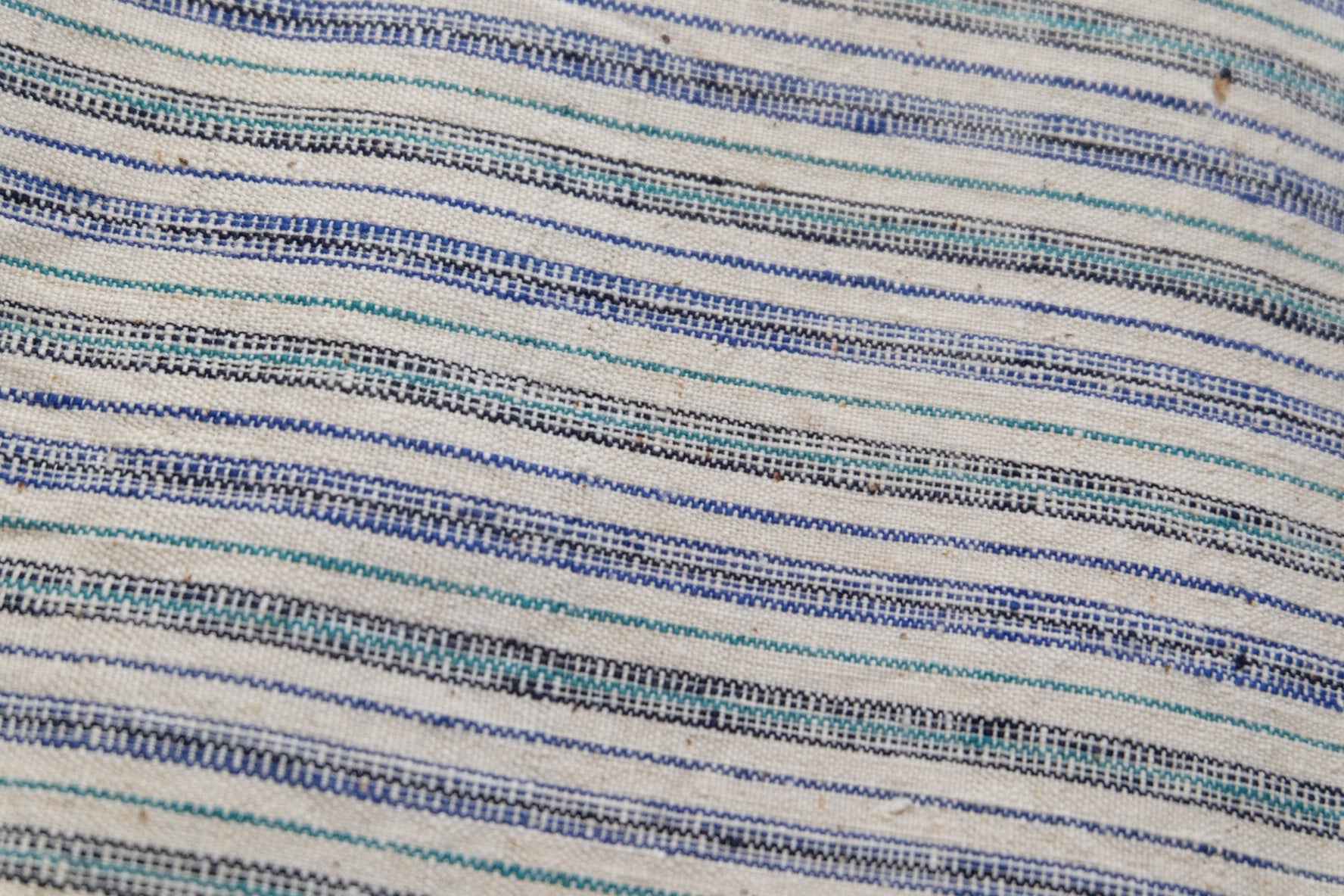 Southern Tǔbù: White with Aqua & Green Stripes - Vintage Fabric - BUBBO