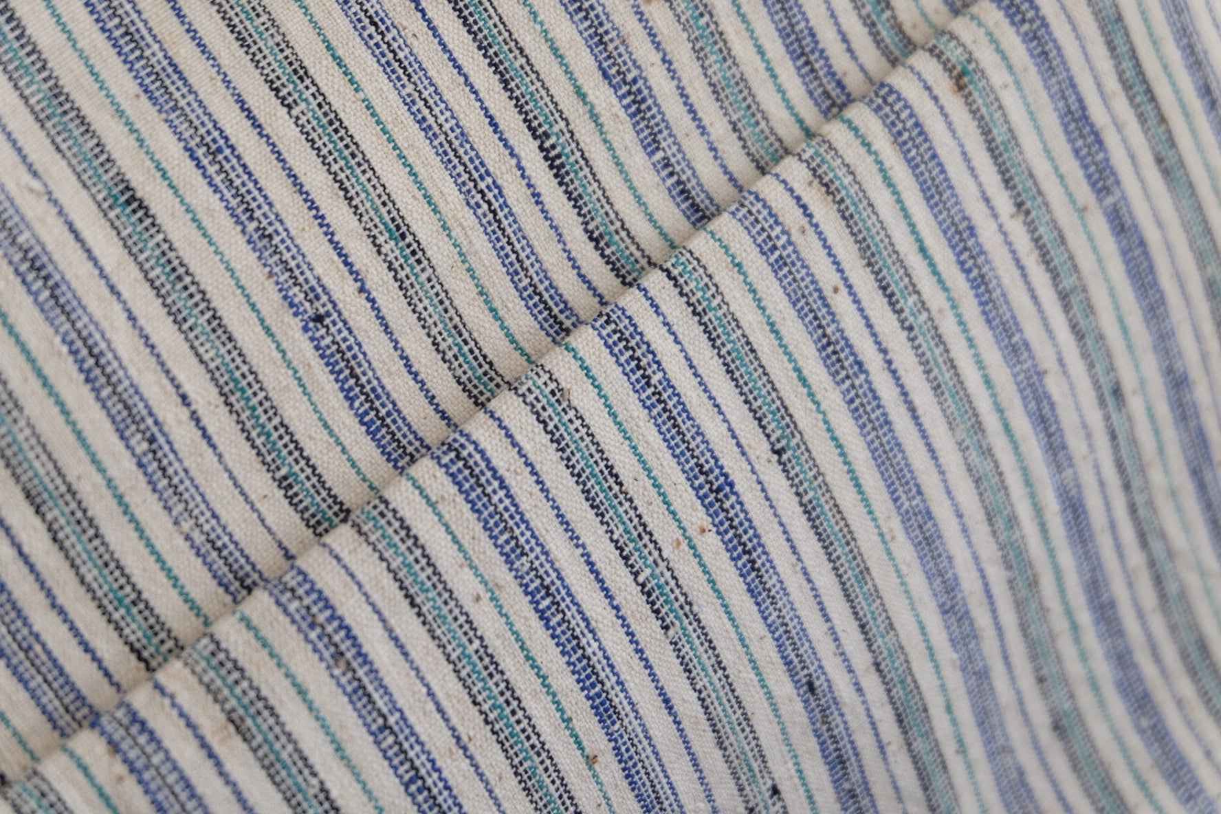 Southern Tǔbù: White with Aqua & Green Stripes - Vintage Fabric - BUBBO