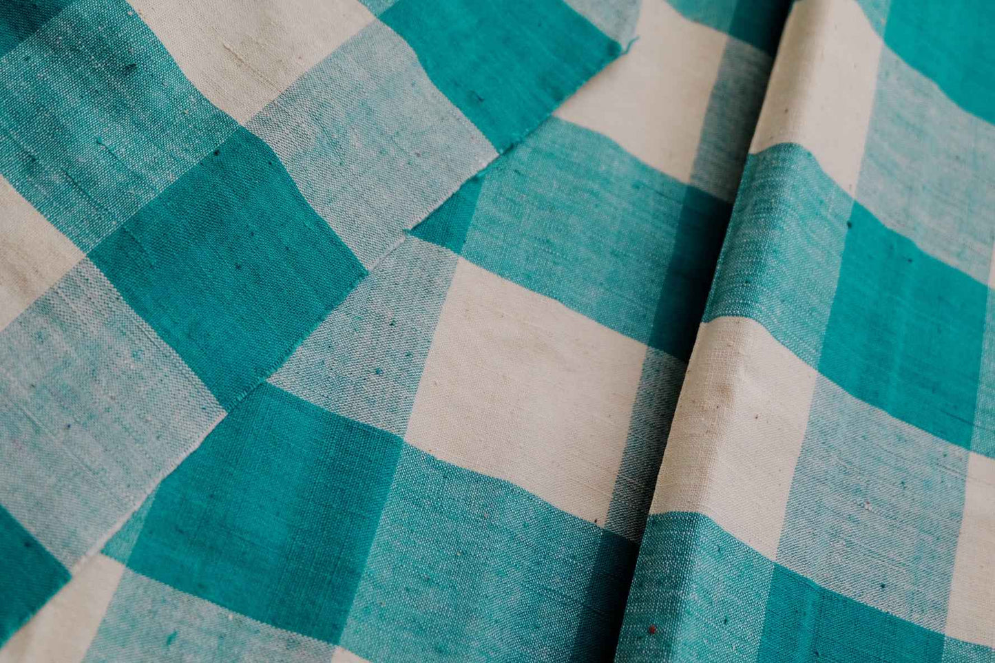 Tai Cang Tofu Check: White & Green Grid Tǔbù - 37cm Width - BUBBO