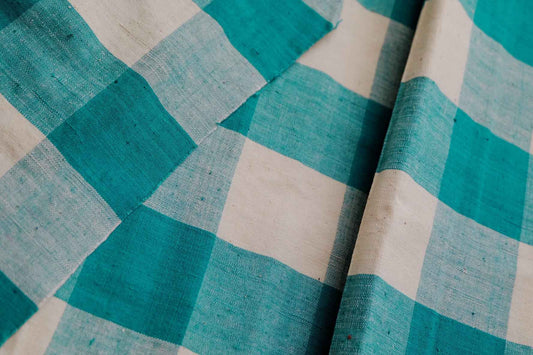 Tai Cang Tofu Check: White & Green Grid Tǔbù - 37cm Width - BUBBO