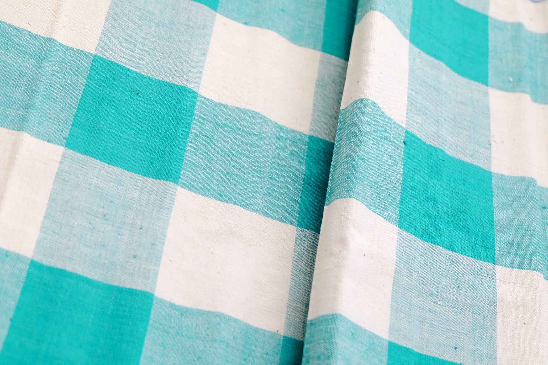 Tai Cang Tofu Check: White & Green Grid Tǔbù - 37cm Width - BUBBO