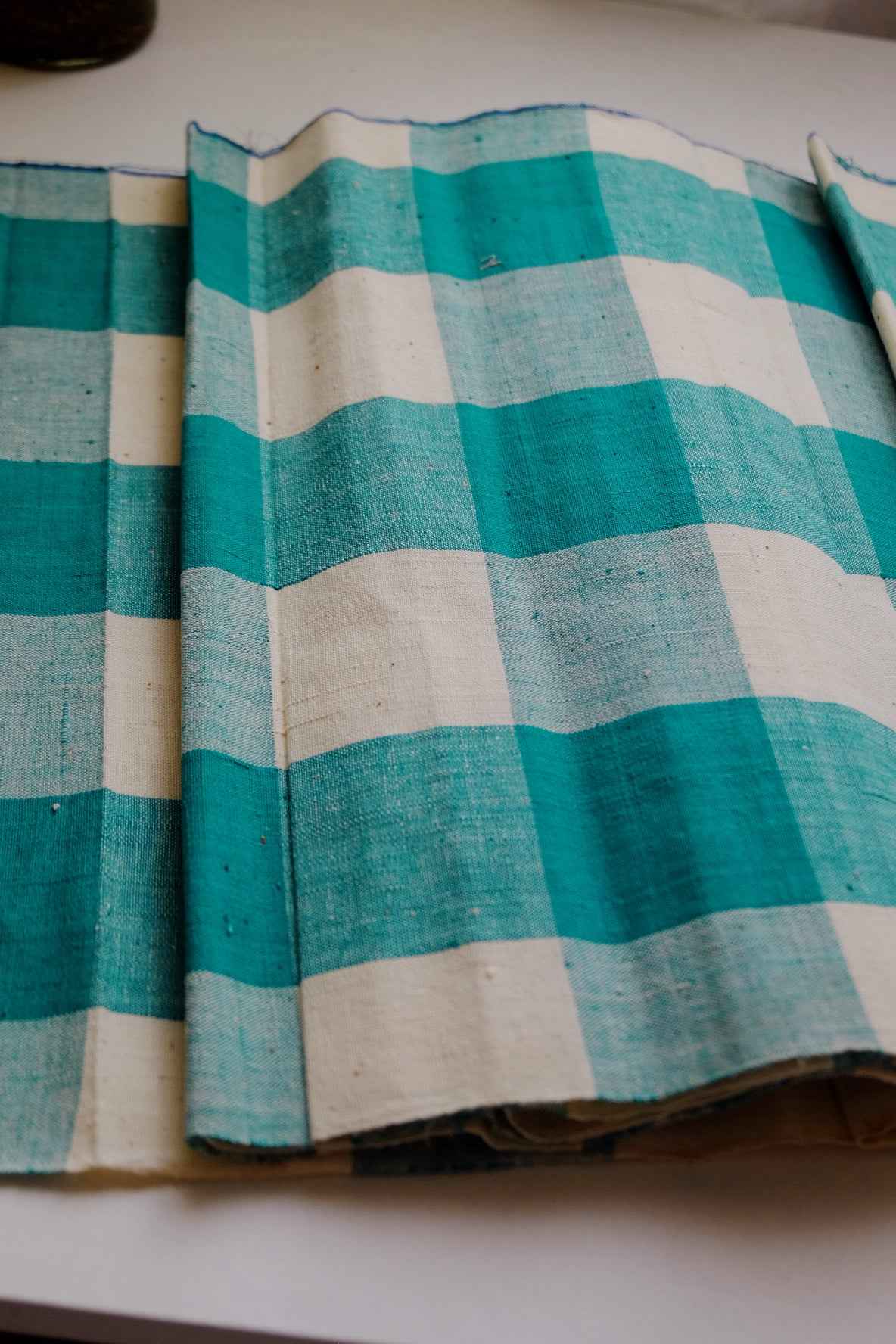 Tai Cang Tofu Check: White & Green Grid Tǔbù - 37cm Width - BUBBO