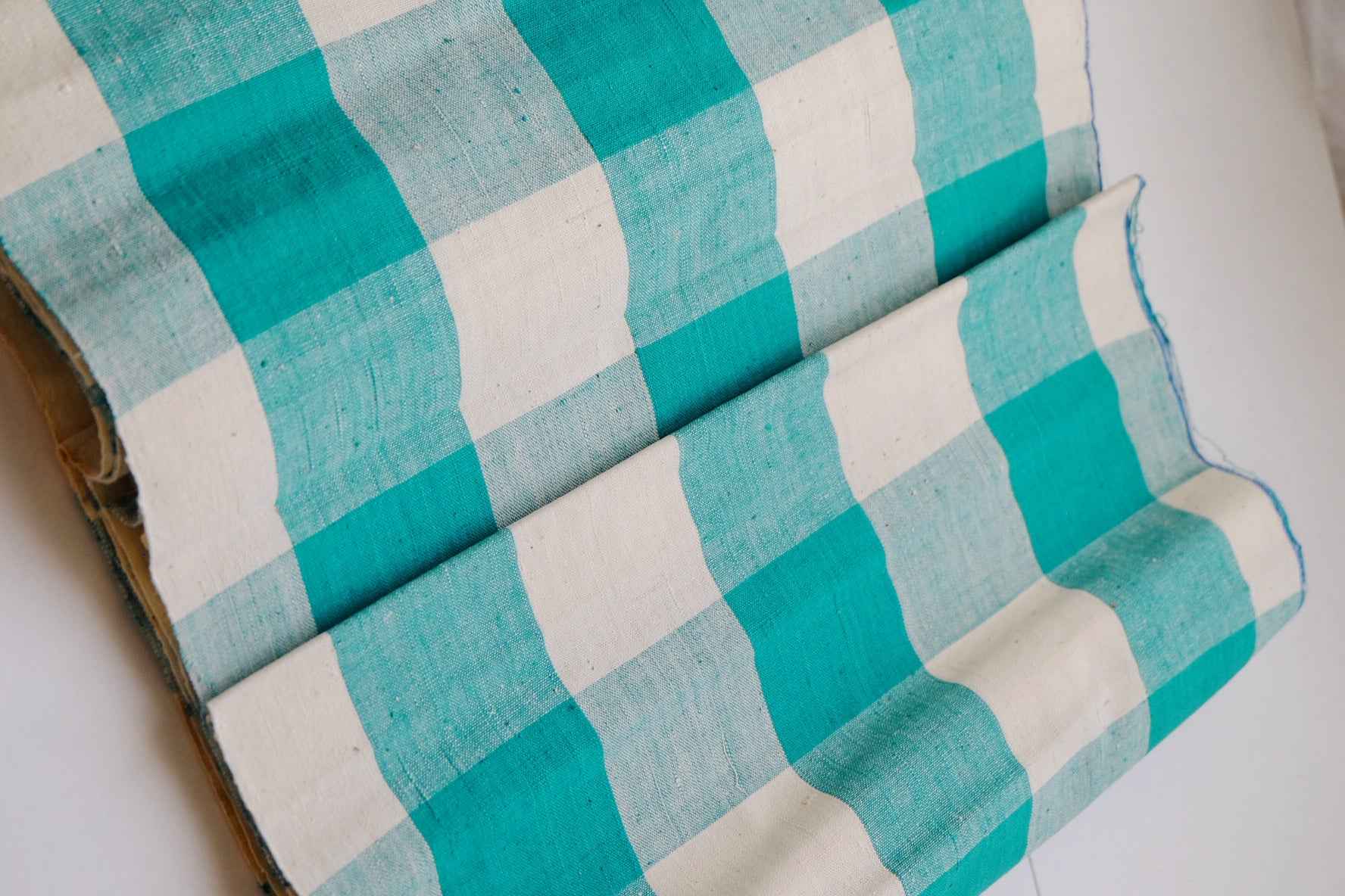 Tai Cang Tofu Check: White & Green Grid Tǔbù - 37cm Width - BUBBO