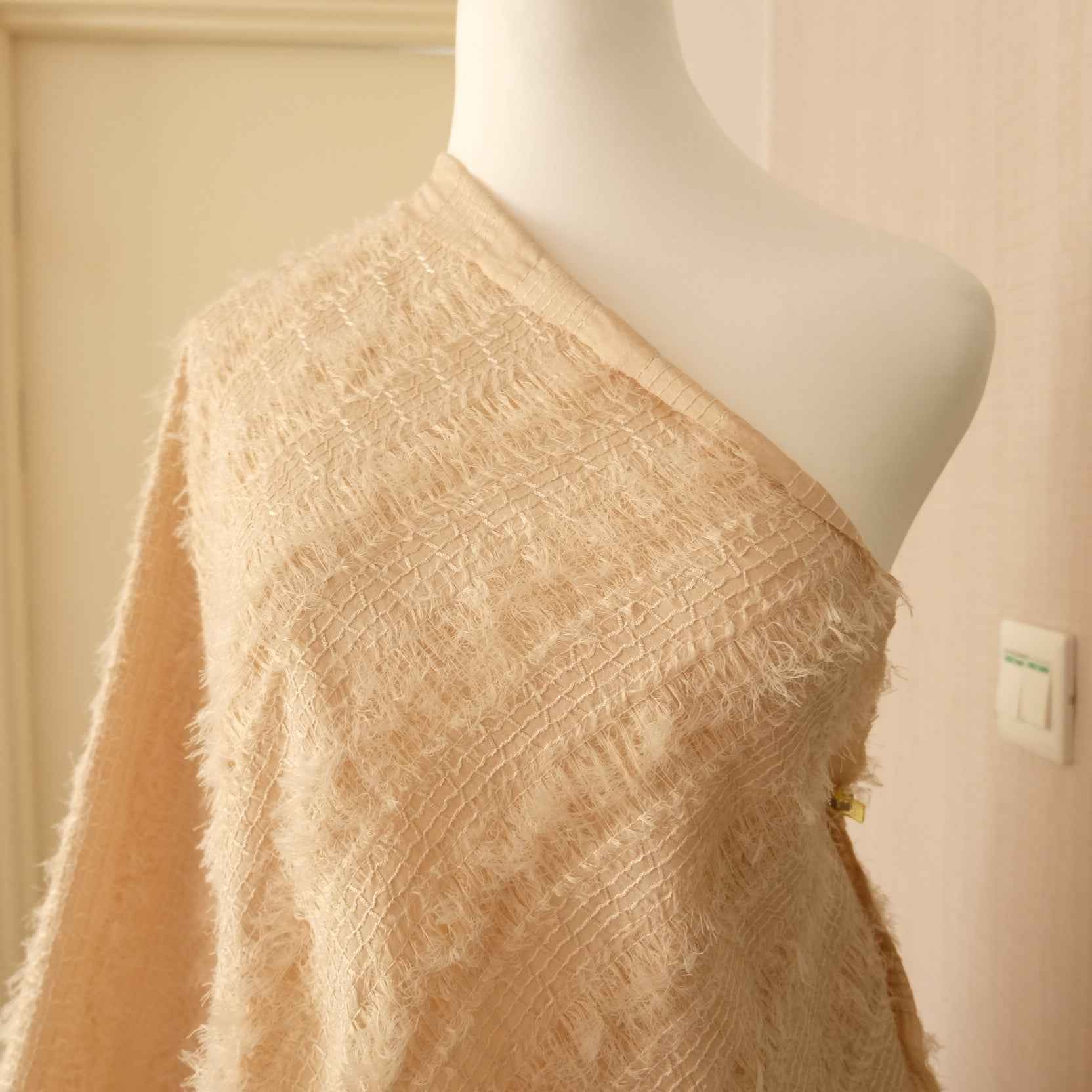 Taupe Fringe Fashion Fabric – Statement Fabric for Mini Skirts & Sets (2.19 yds)