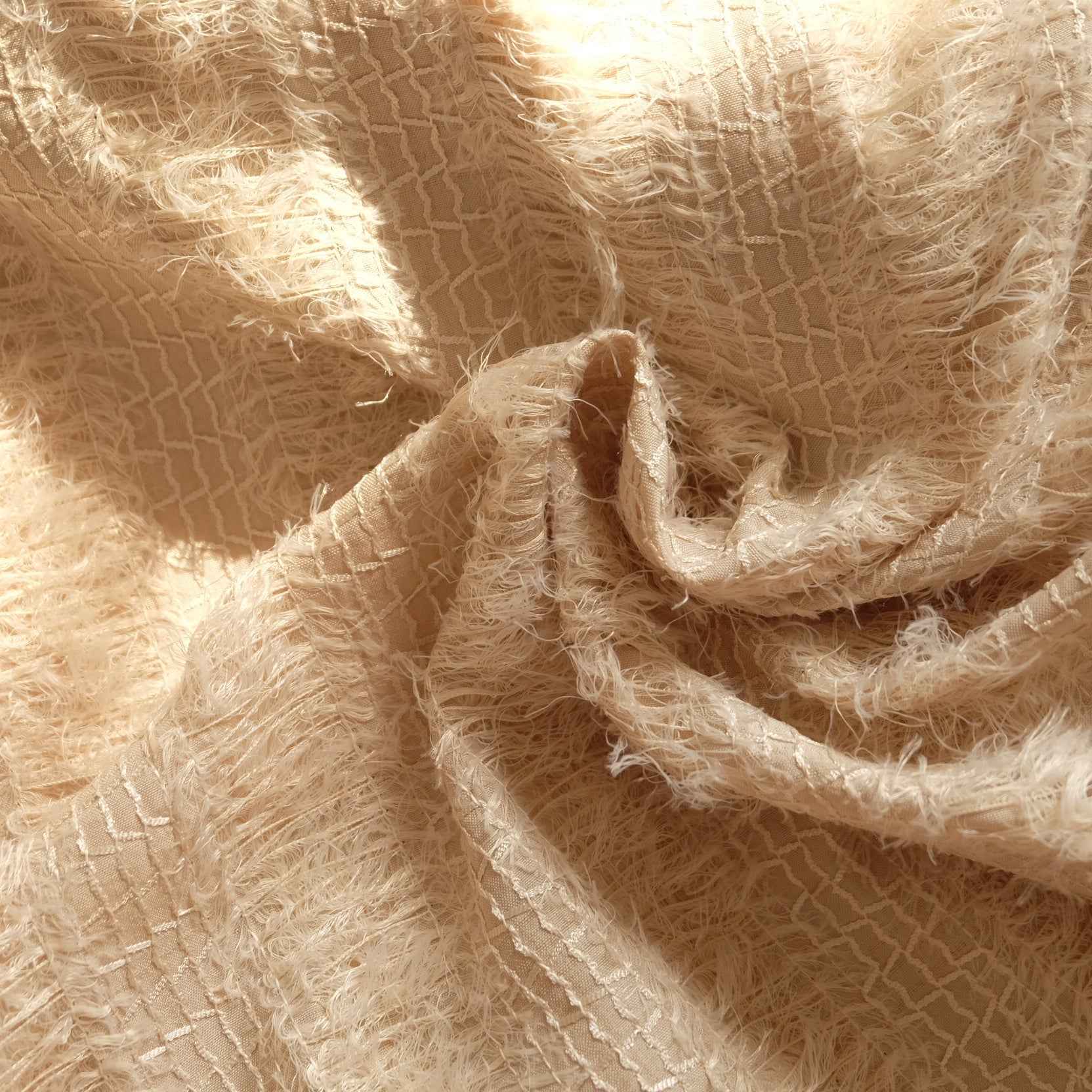 Taupe Fringe Fashion Fabric – Statement Fabric for Mini Skirts & Sets (2.19 yds)