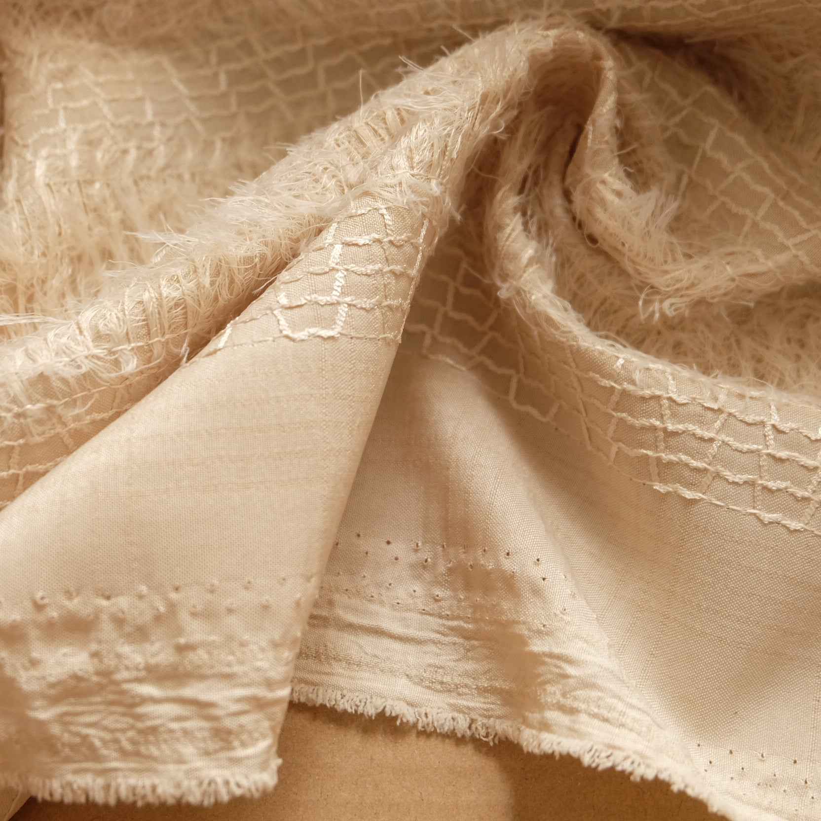 Taupe Fringe Fashion Fabric – Statement Fabric for Mini Skirts & Sets (2.19 yds)