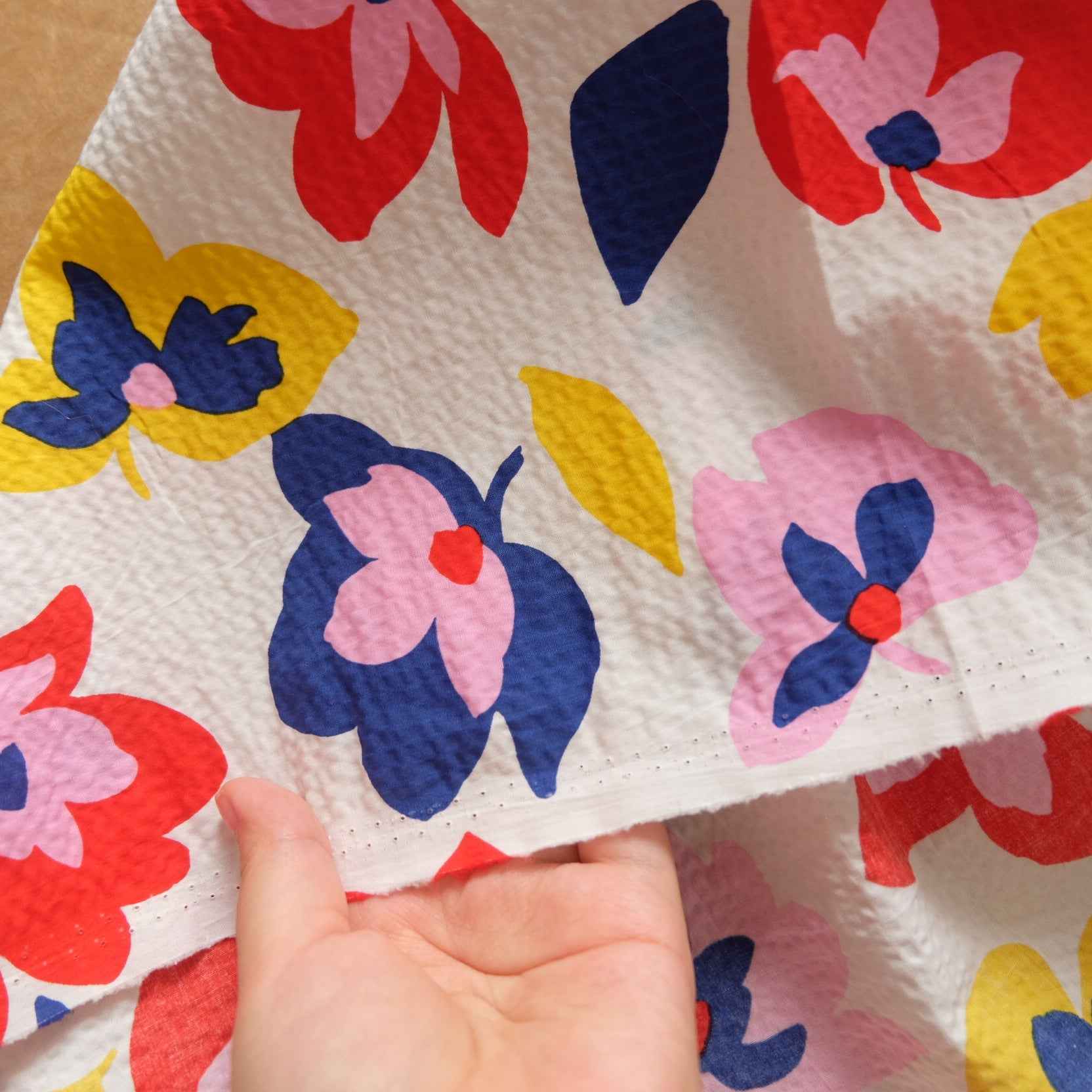 Textured Floral Cotton Fabric – 2.19 Yards