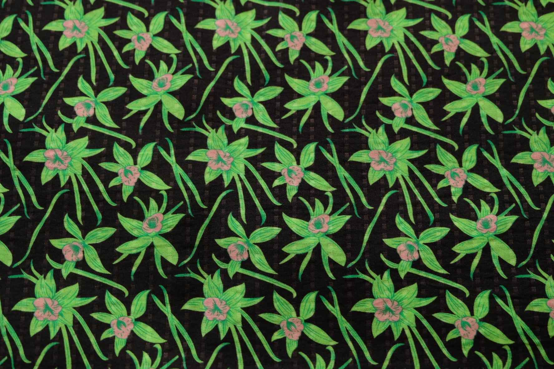 Textured Floral Seersucker Blend Fabric – Statement Skirt Fabric (1.64 yds)