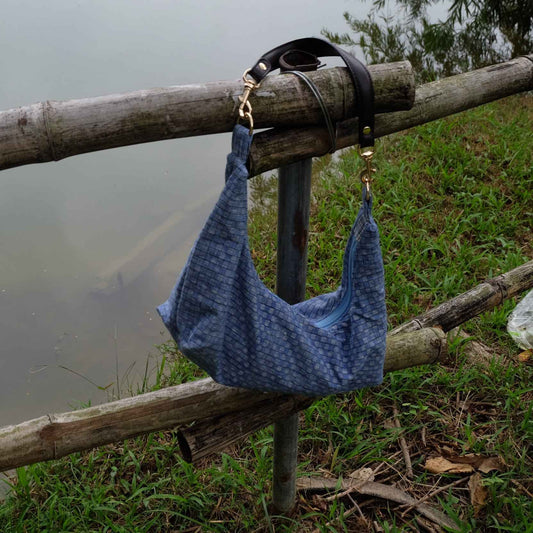 The Blue Reed Underarm Bag - Heritage Pattern, Modern Silhouette - BUBBO