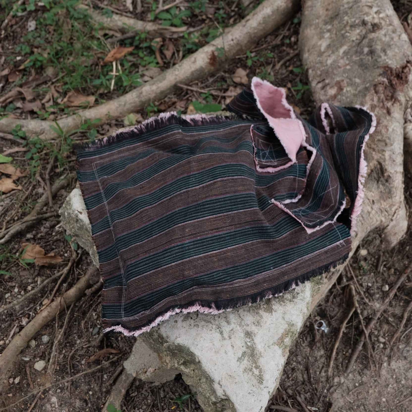 The Earth & Blossom Tote - Artisan Edition A soft tote with hand - dyed pink accents and two inner pockets - BUBBO