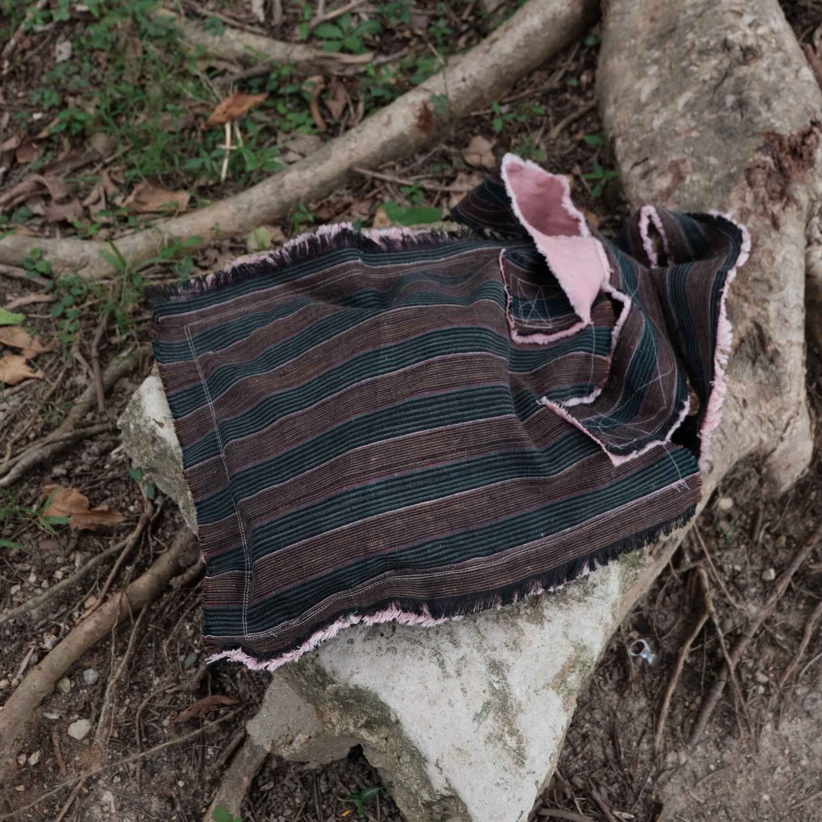 The Earth & Blossom Tote - Artisan Edition A soft tote with hand - dyed pink accents and two inner pockets - BUBBO