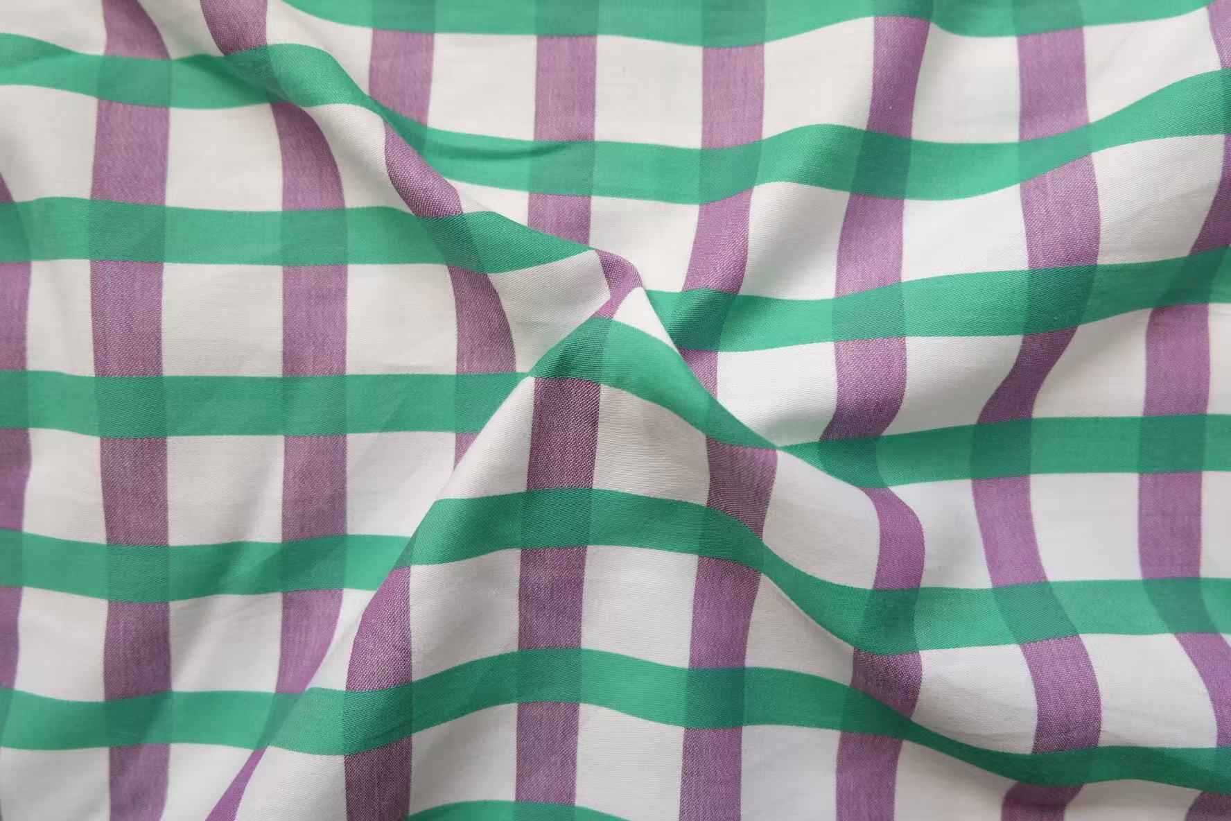 "The Iris Garden" - Yarn - Dyed Sateen Windowpane Grid (Sold by the Yard) - BUBBO