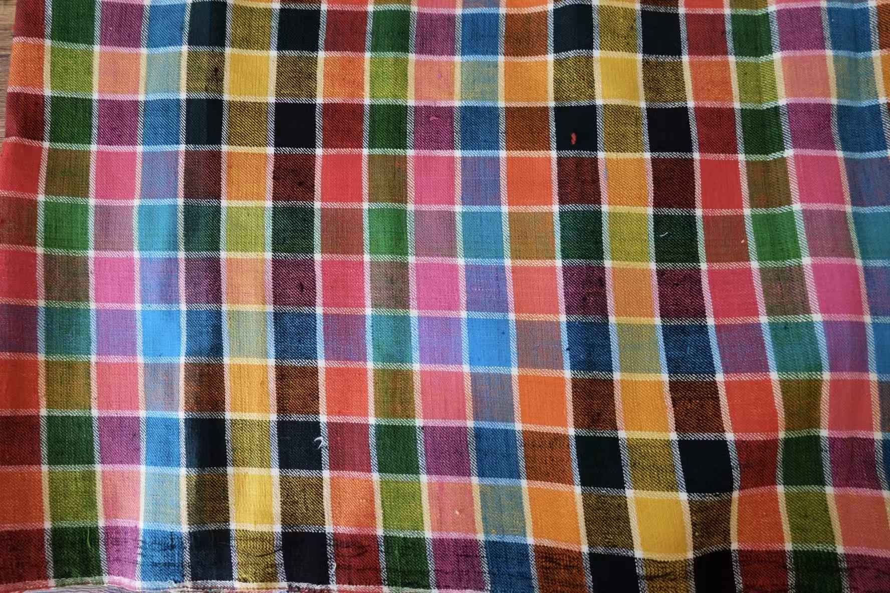[THE LEGEND] - 4.3yd "The Weaver's Rainbow" - Hand-Spun Mosaic Plaid