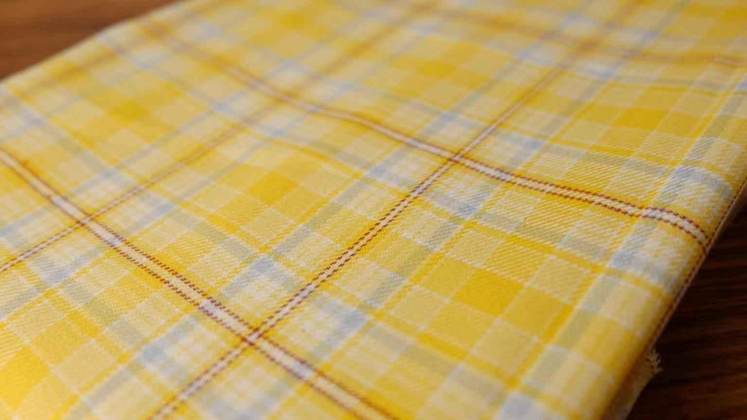"The Lemonade" - 50s Count Fine Cotton Grid in Yellow & Blue (Sold by the Yard)