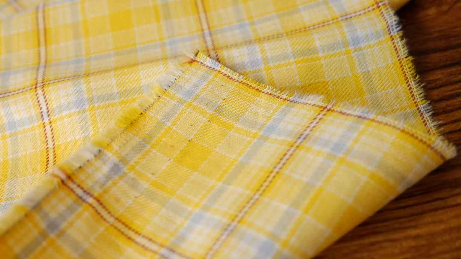 "The Lemonade" - 50s Count Fine Cotton Grid in Yellow & Blue (Sold by the Yard)