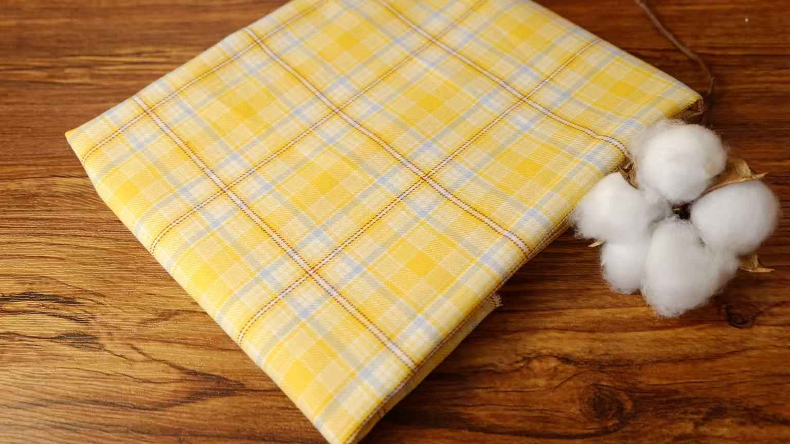"The Lemonade" - 50s Count Fine Cotton Grid in Yellow & Blue (Sold by the Yard)