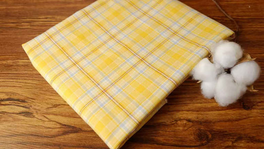 "The Lemonade" - 50s Count Fine Cotton Grid in Yellow & Blue (Sold by the Yard)