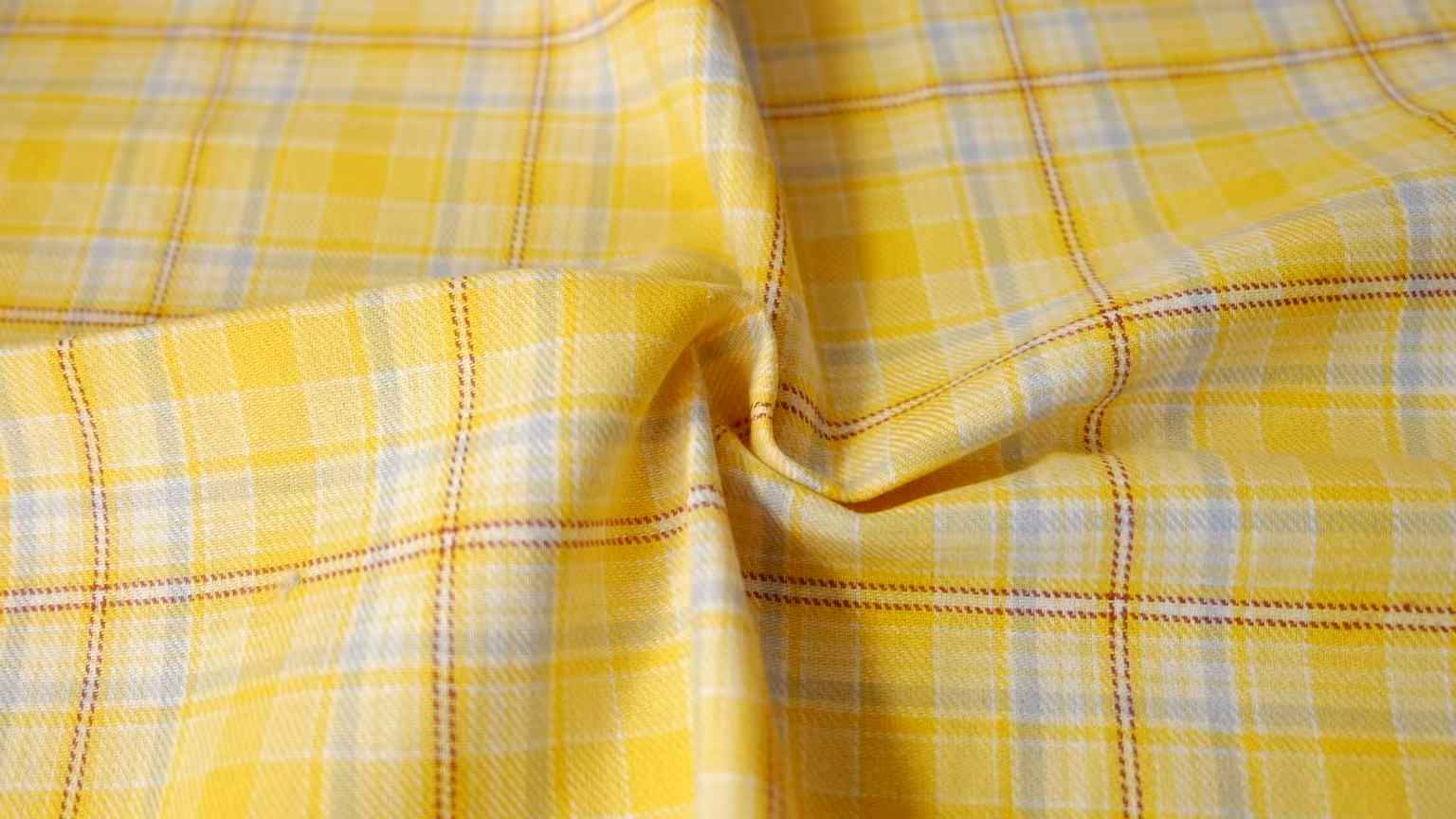 "The Lemonade" - 50s Count Fine Cotton Grid in Yellow & Blue (Sold by the Yard)