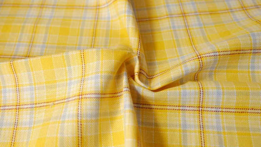 "The Lemonade" - 50s Count Fine Cotton Grid in Yellow & Blue (Sold by the Yard)