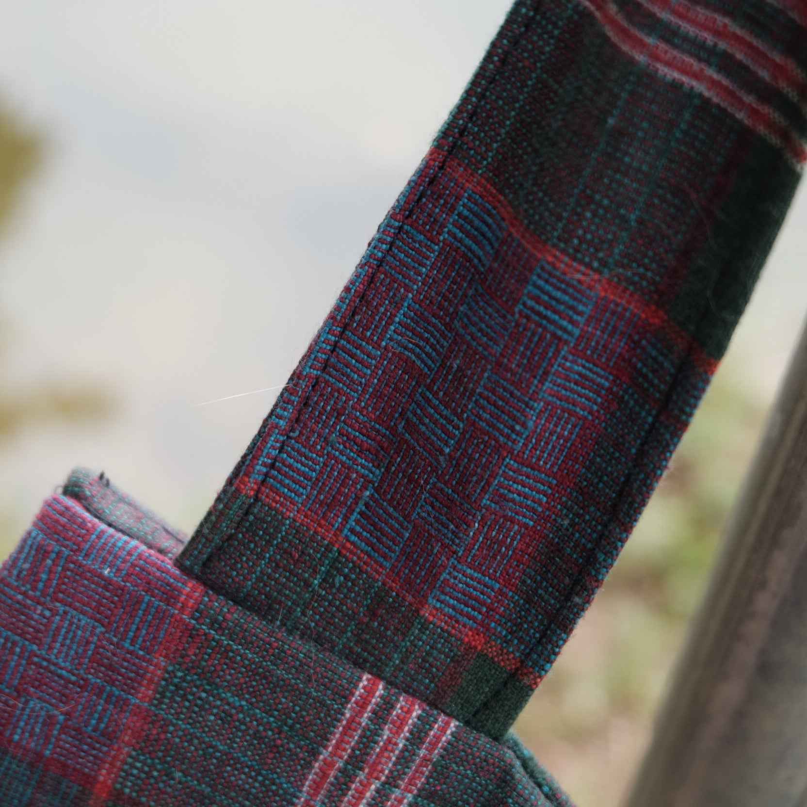 The Northern Tote: One - of - a - Kind Reed Pattern in Emerald & Violet Hues - BUBBO