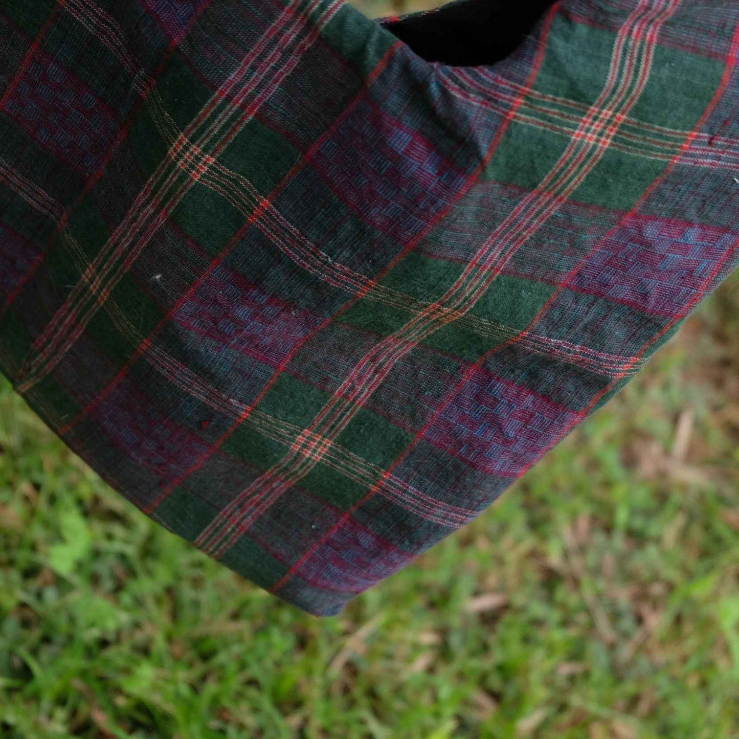 The Northern Tote: One - of - a - Kind Reed Pattern in Emerald & Violet Hues - BUBBO