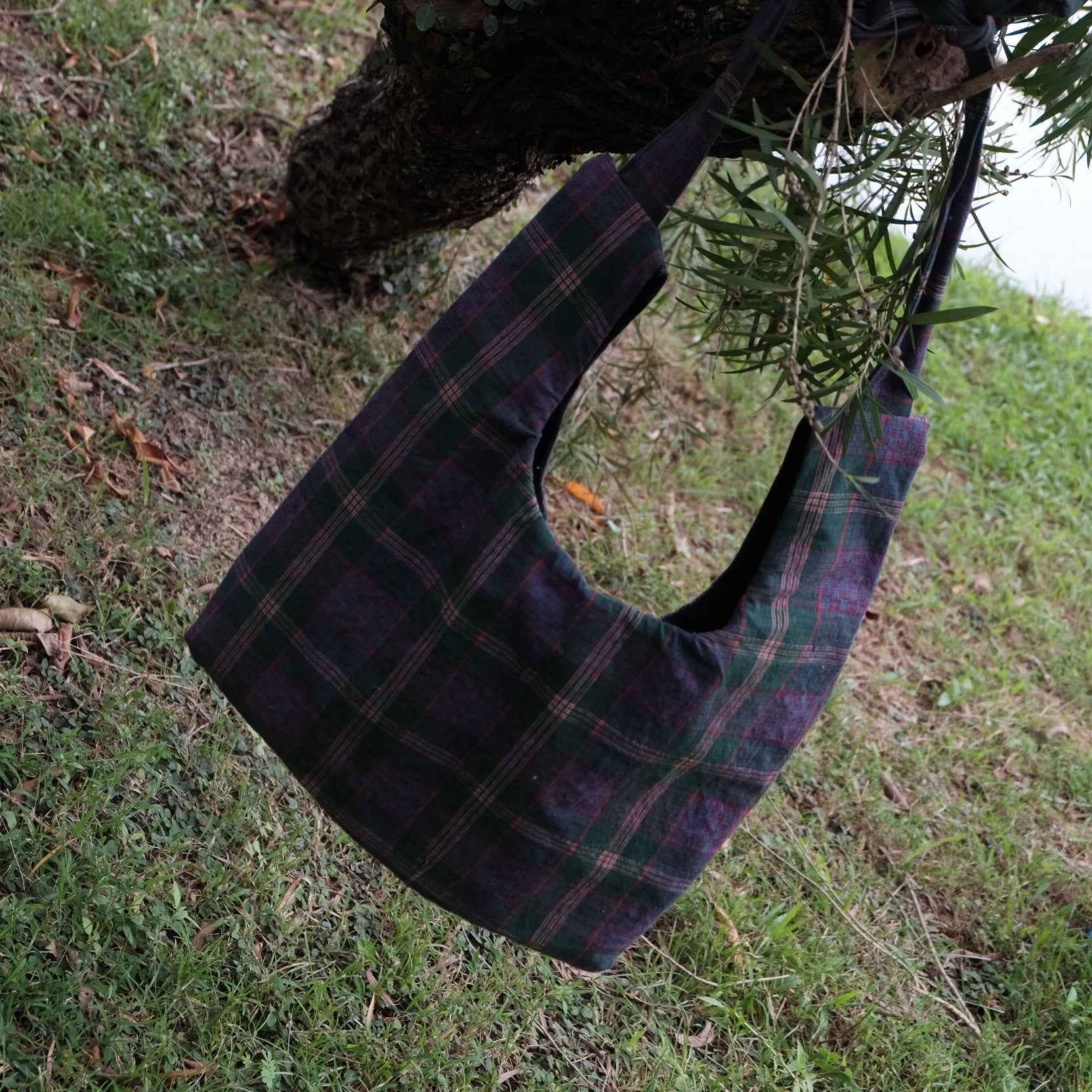 The Northern Tote: One - of - a - Kind Reed Pattern in Emerald & Violet Hues - BUBBO