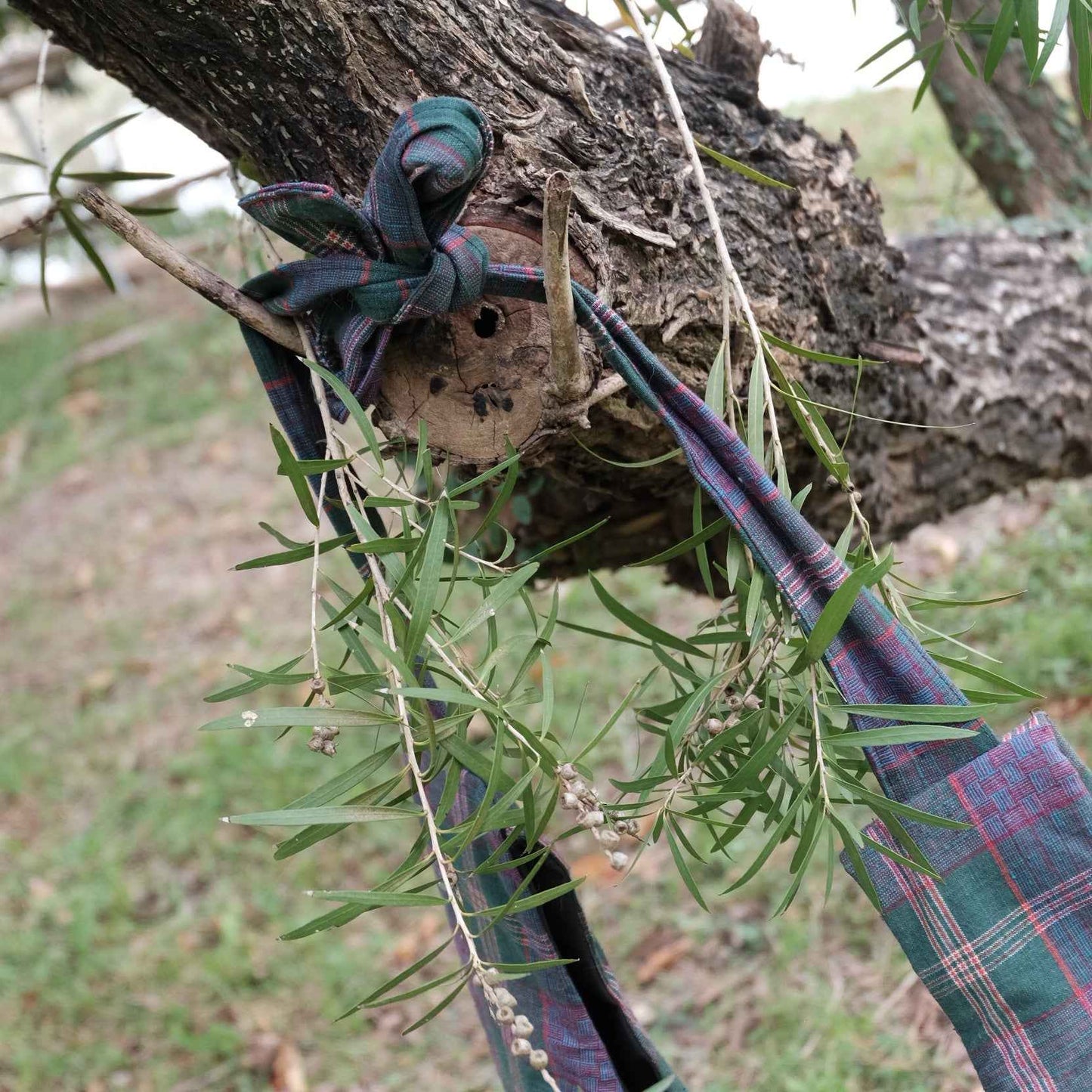 The Northern Tote: One - of - a - Kind Reed Pattern in Emerald & Violet Hues - BUBBO