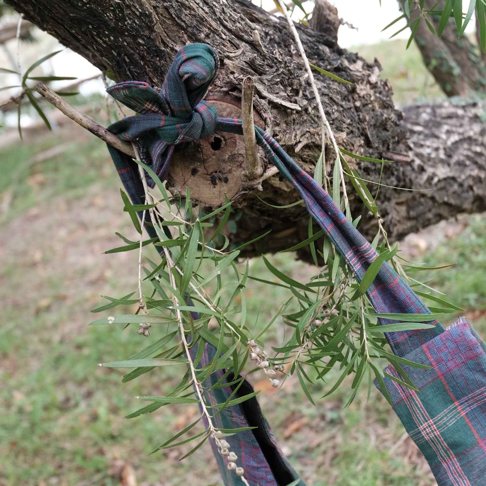 The Northern Tote: One - of - a - Kind Reed Pattern in Emerald & Violet Hues - BUBBO