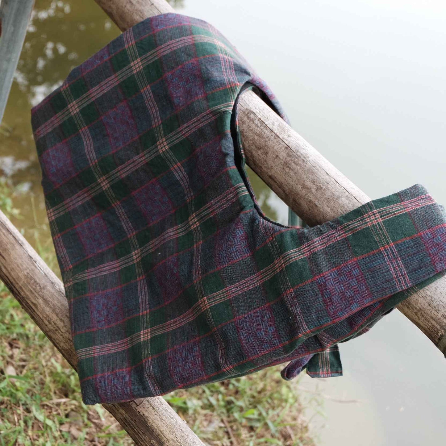 The Northern Tote: One - of - a - Kind Reed Pattern in Emerald & Violet Hues - BUBBO