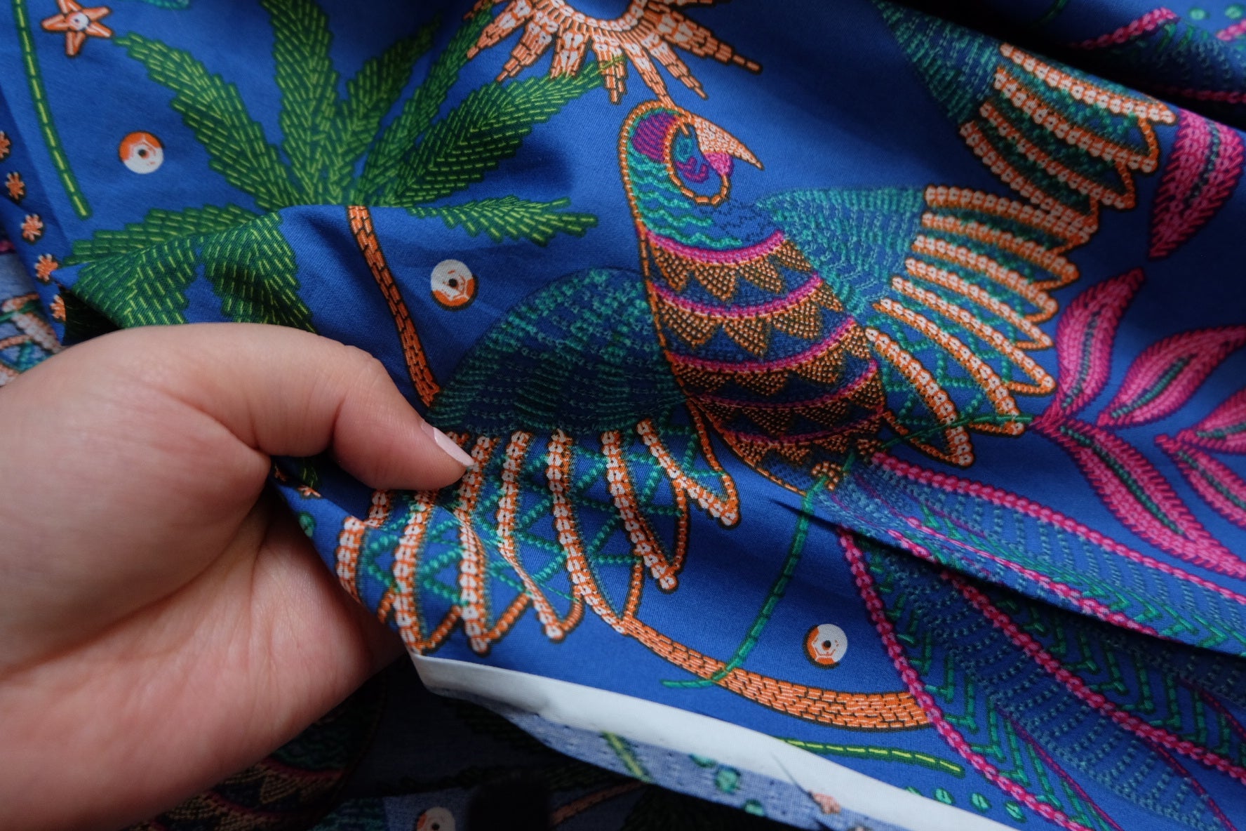 Tropical Print Cotton Broadcloth Fabric – Royal Blue – Lightweight – 55” Wide – Sold by the Yard - BUBBO