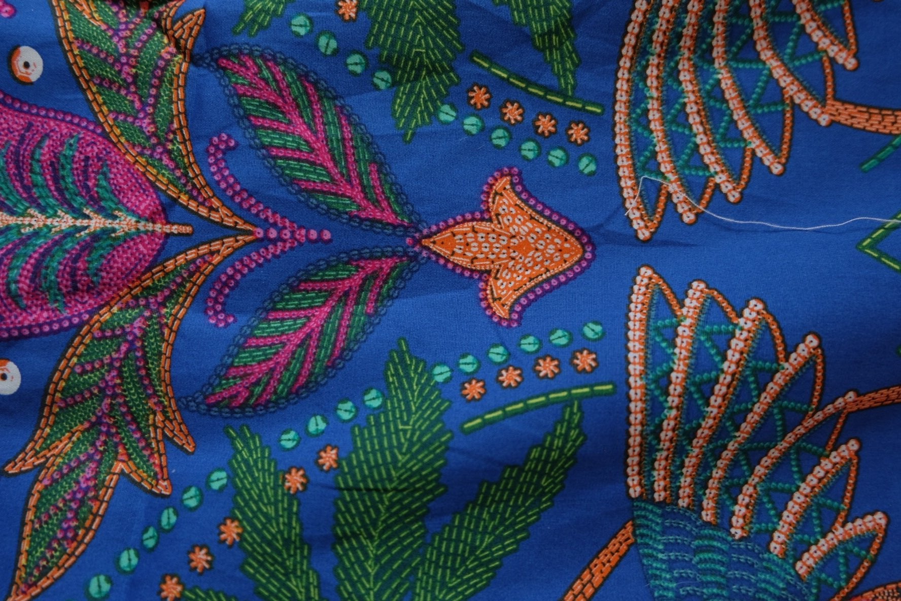 Tropical Print Cotton Broadcloth Fabric – Royal Blue – Lightweight – 55” Wide – Sold by the Yard - BUBBO