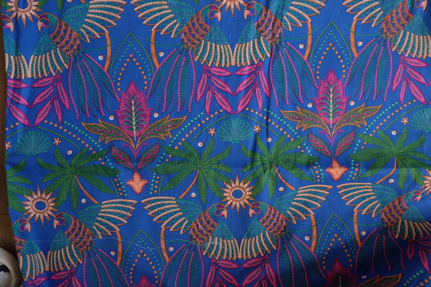 Tropical Print Cotton Broadcloth Fabric – Royal Blue – Lightweight – 55” Wide – Sold by the Yard - BUBBO